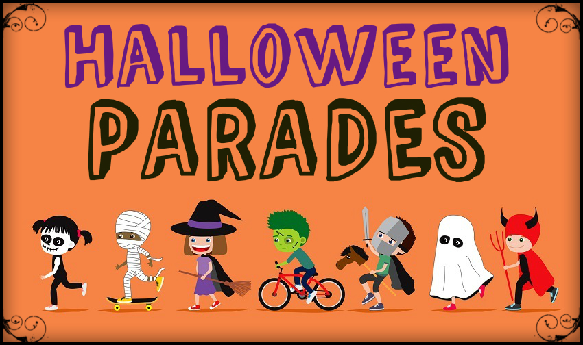 Cartoon Kids in Costume for Halloween Parade