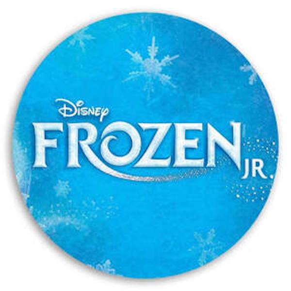 Logo for Disney's Frozen blue cirlce with snow flakes