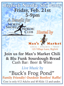 Nordic Ski Party information at Max's Market February 21st 5-6 with live music 