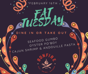 Fat Tuesday with gumbo, po'boy and cajun shrimp pasta