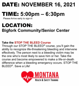 Save a Life Nov 16 at Bigfork Community Senior Center