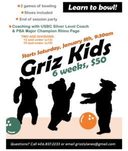 Griz Kids Maulers Program at Grizzley Lanes Jan 2022