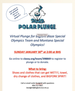 Bigfork Polar Plunge at Bigfork Highschool Special Olympics Team