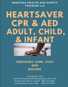Heart Saver CPR class in Bigfork Feb 22nd