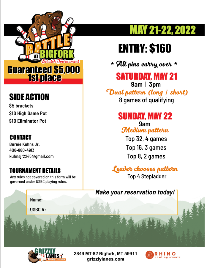 Battle at Bigfork Bowling Tournament at Grizzly Lanes Bigfork Montana