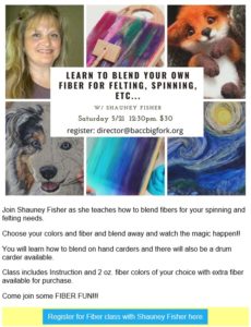 Fiber for Felting and Spinning Class at BACC May 21