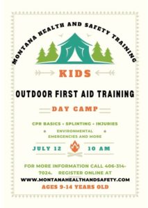 Montana Health and Safety Outdoor First aid Training Day Camp for kids