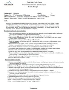 Parkside Branch Manager Position page 1