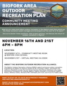 Bigfork Outdoor Recreation Plan Meeting Nov 16 and 21