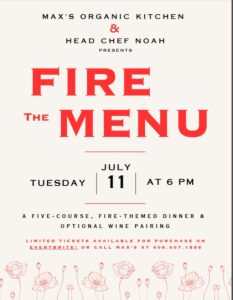Fire the Menu Wine Pairing Dinner at Max's