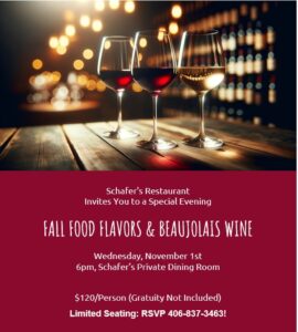 Fall Flavors and Wine at Schafer's Restaurant
