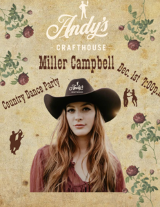 Country Music Dance Party at Andy's Crafthouse with Miller  Campbell