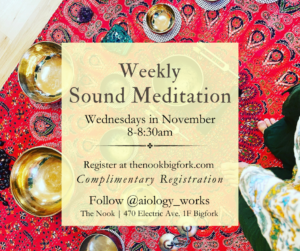 WEekly sound meditation at The Nook