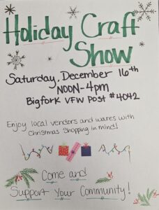 Holiday Craft Show at VFW Dec 16
