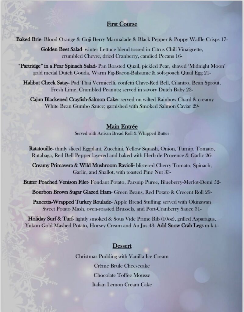 Christmas Eve Dinner at Great Northern Gourmet Bigfork Montana