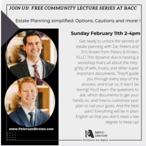 Sunday Lecture Series at BACC Estate Planning