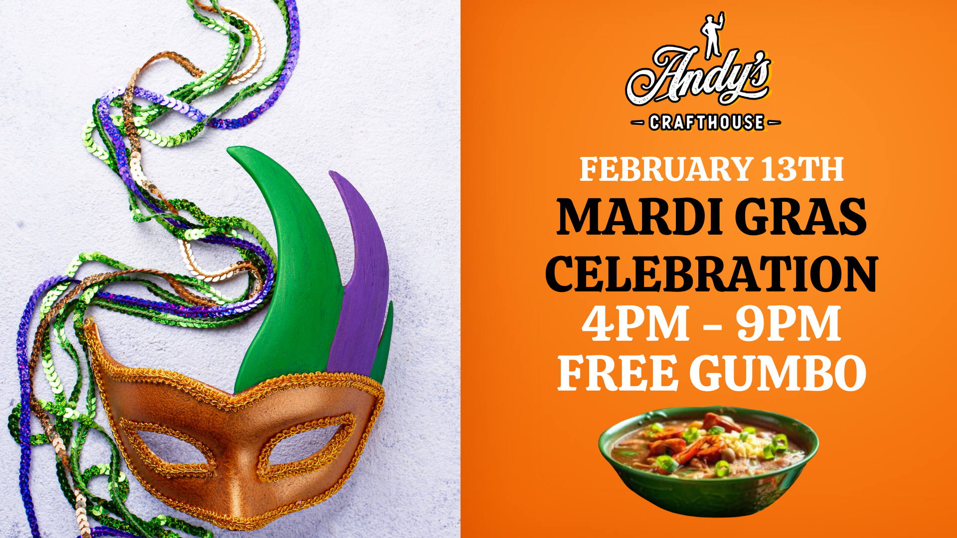 Mardi Gras Celebration at Andy's Crafthouse