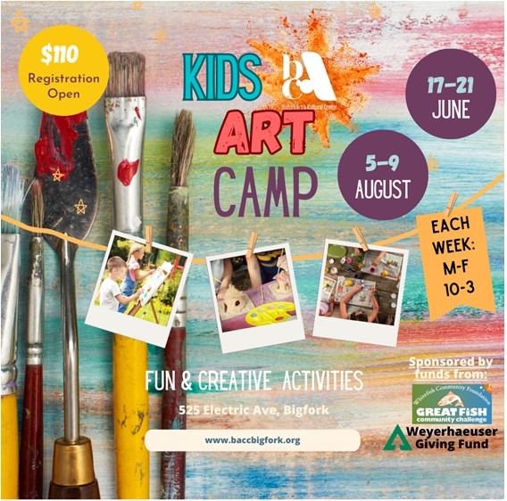 Kids Art Camp June 17-21 and Aug 5-9 at BACC