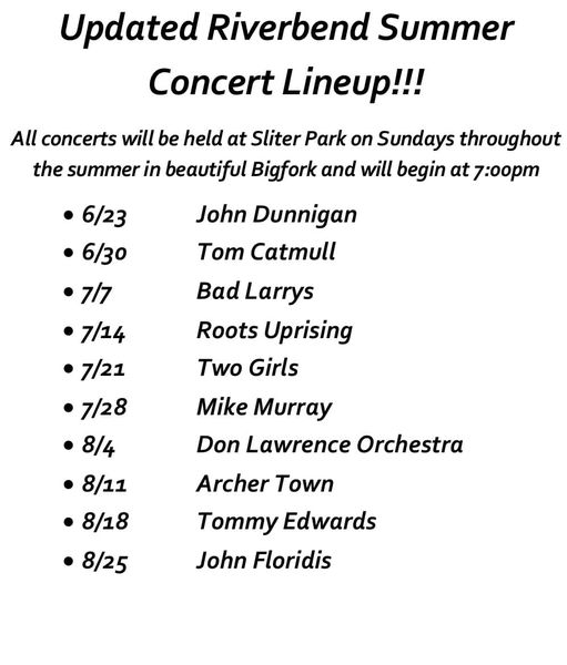 Updated Riverbend Concert Series Schedule