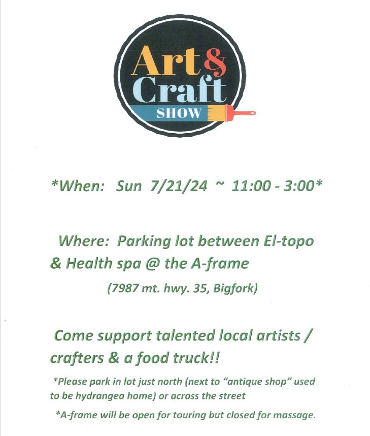Pop Up Arts & Craft Show at El Topo and the Health Spa at the AFrame.