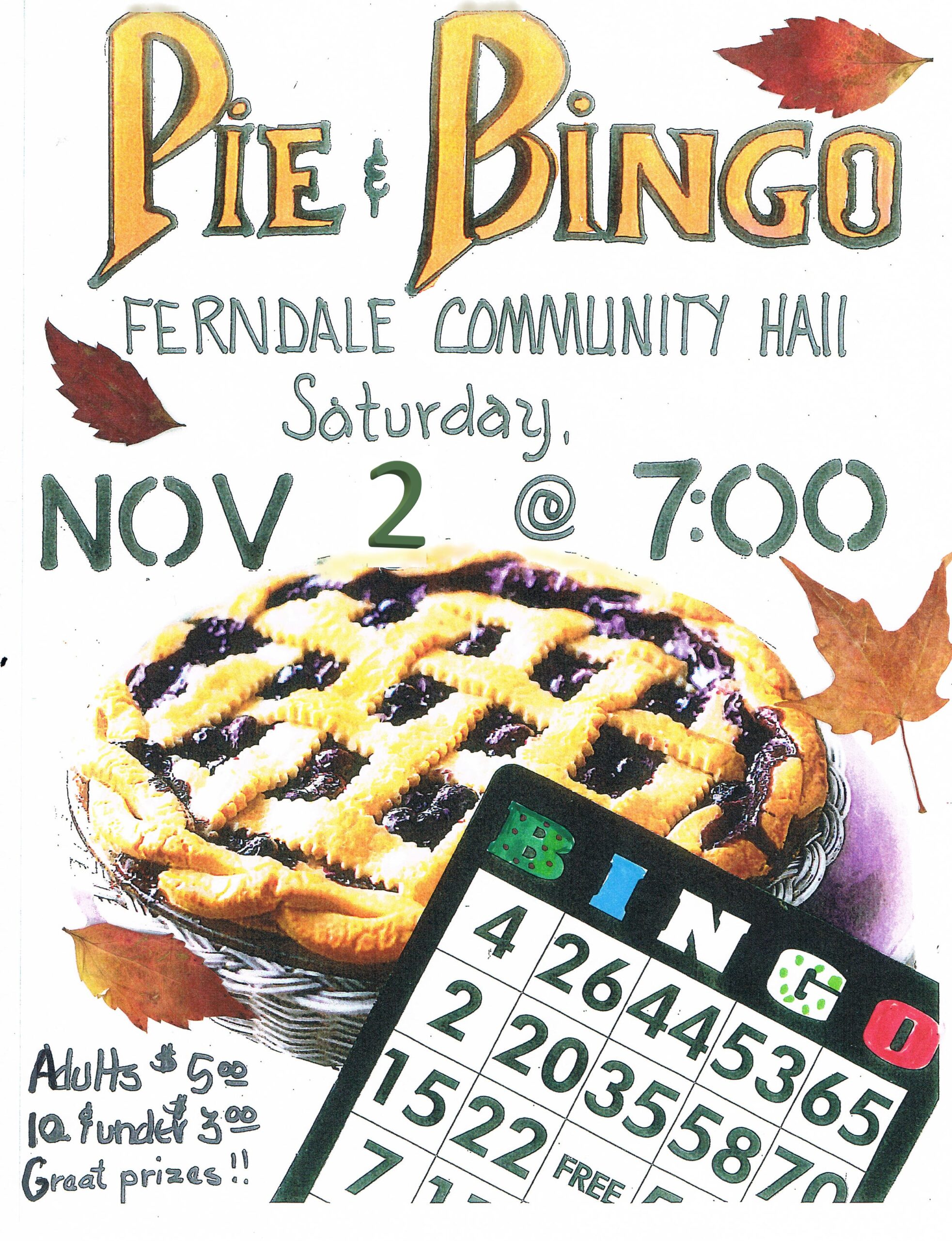 Pie and Bingo at Ferndale Community Hall