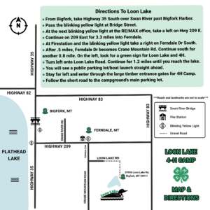 Directions to Flathead 4H and Loon Lake Campground