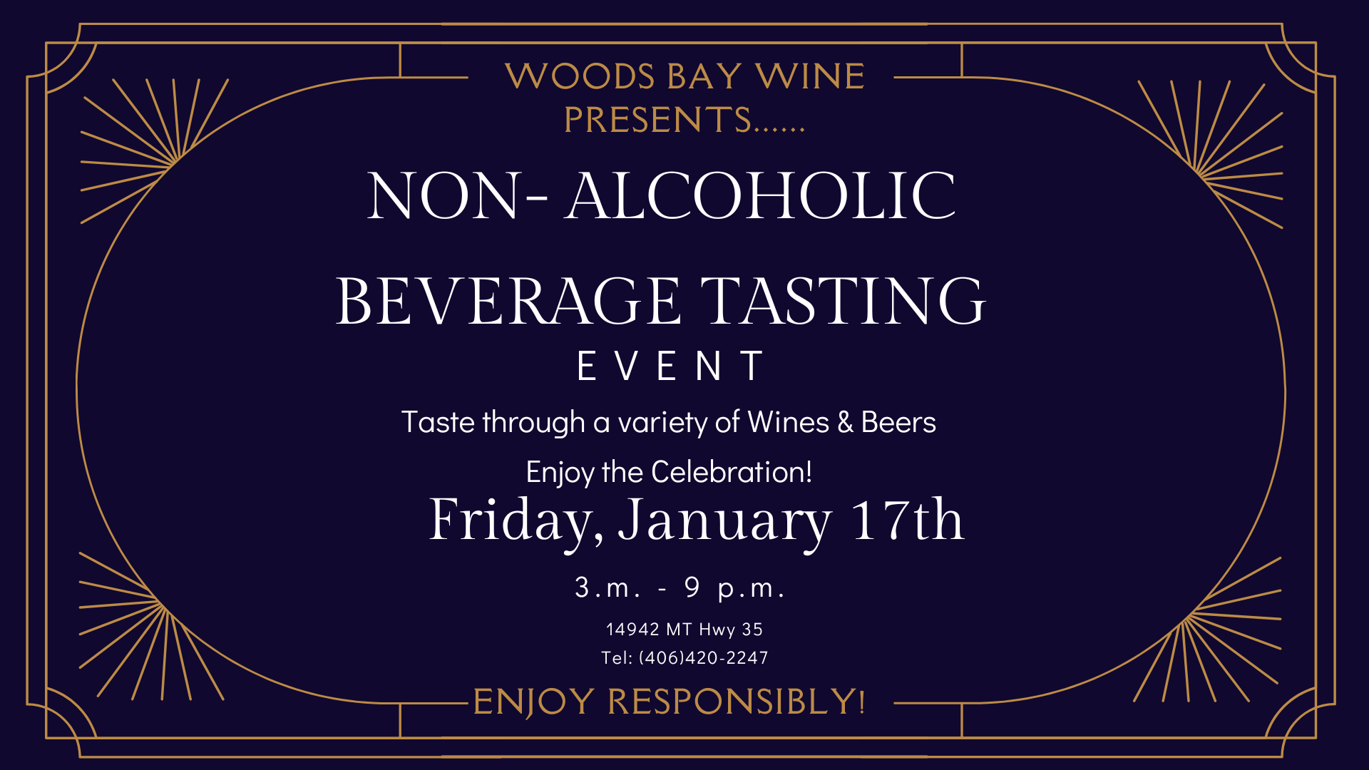 Non Alcoholic Tasting Event at Woods Bay Wine Friday Jan 17th