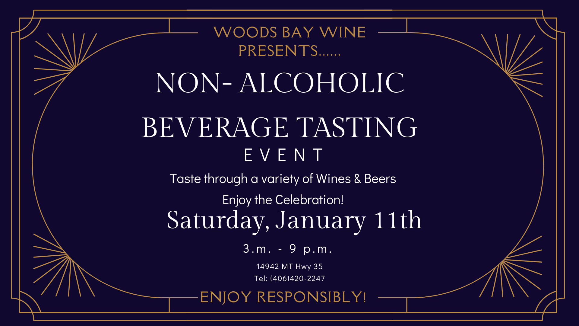 Non Alcoholic Tasting at Woods Bay Wine Sat Jan 11th