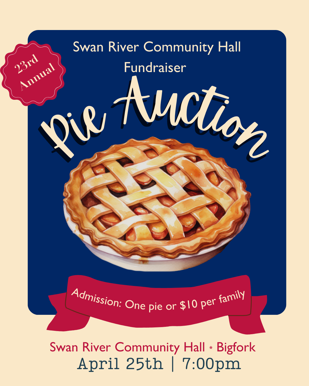 Pie Auction at Swan River Community Hall