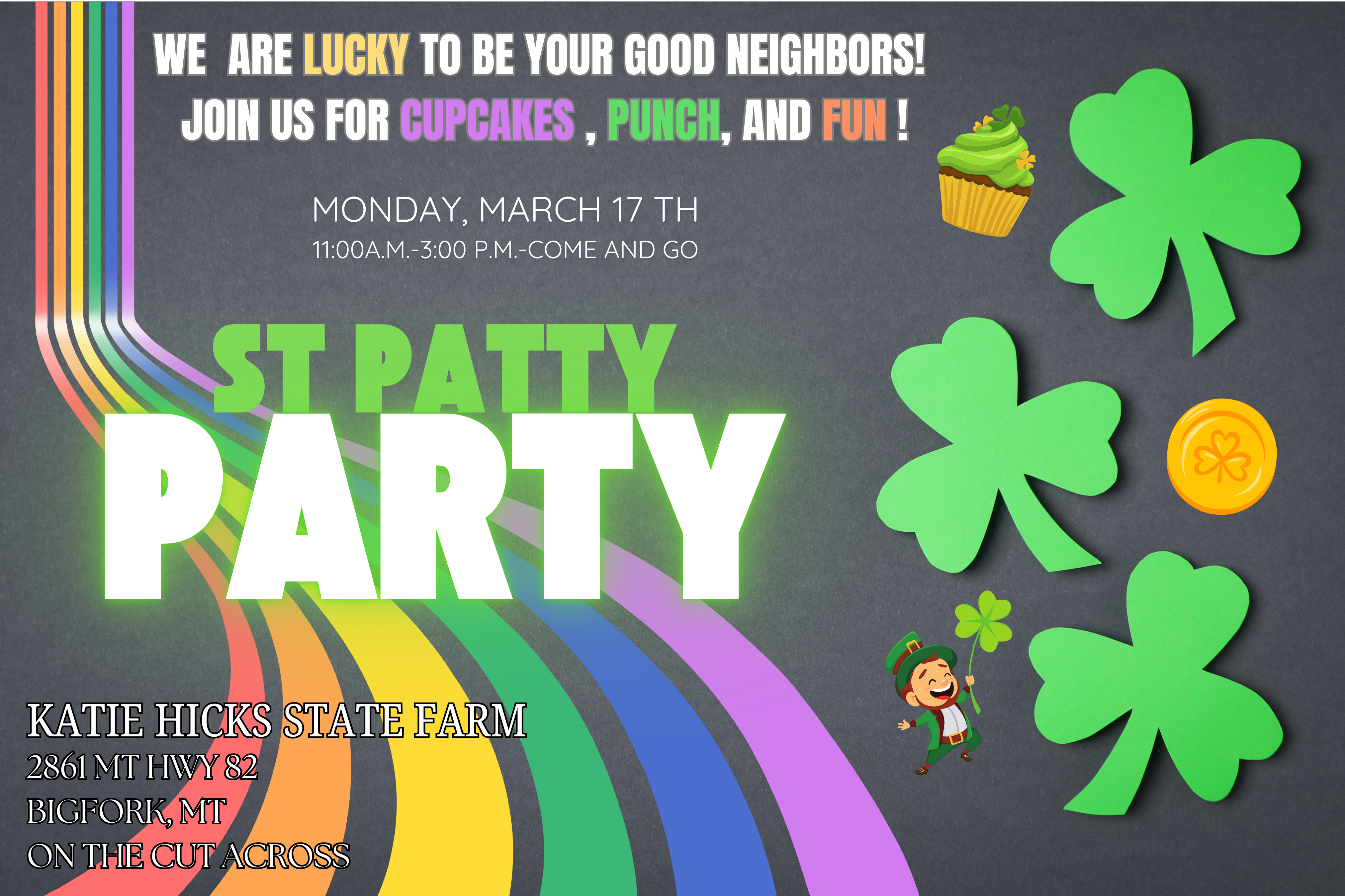 St Patty's day party at Katie Hicks State Farm Insurance