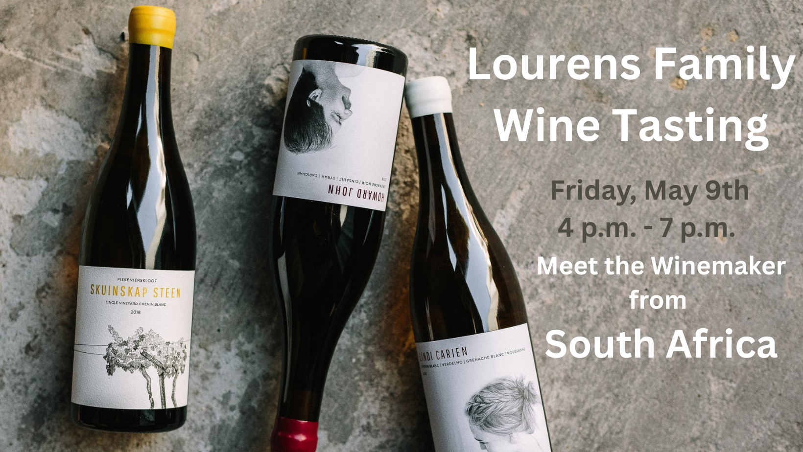 Lourens Family from South Africa Wine tasting at Woods Bay Wine