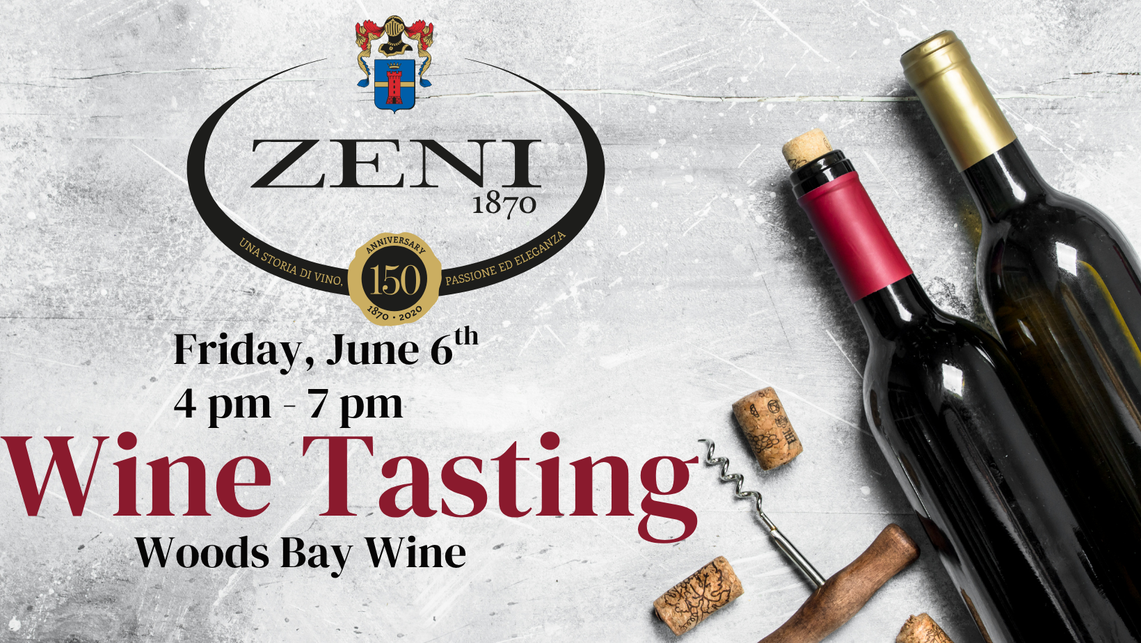 Zeni Wine Tasting at Woods Bay Wine