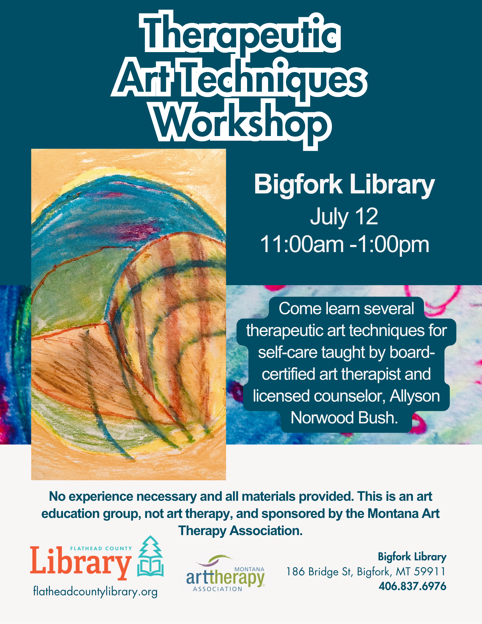 Therapeutic art Technique Workshop at Bigfork Library