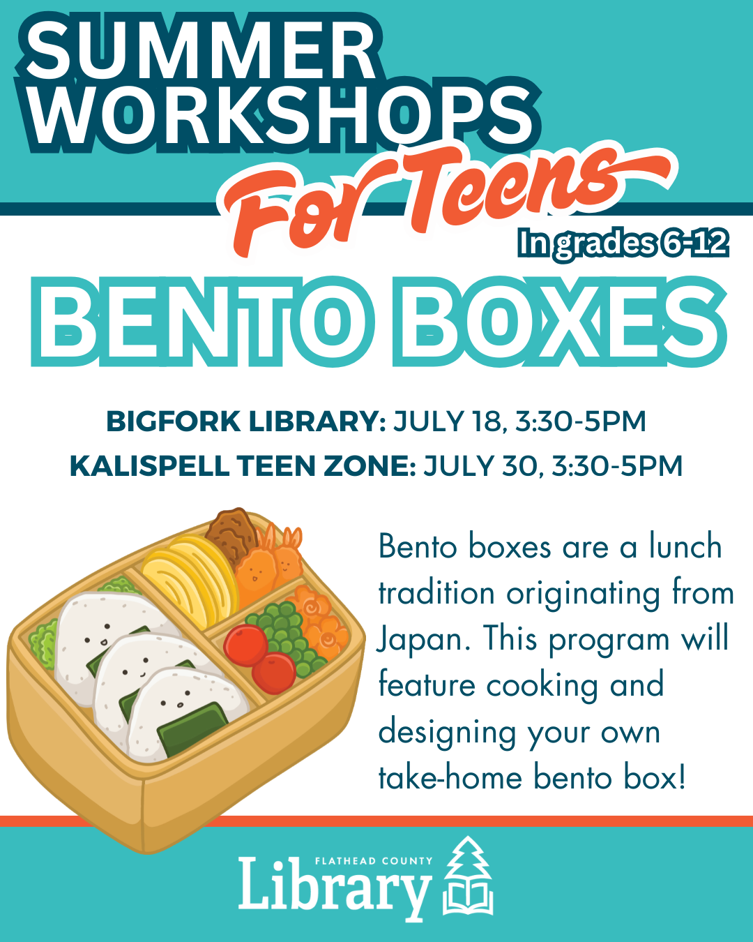 Bento Boxes for Teens at Bigfork Library