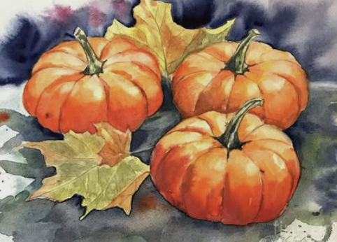 Watercolor Class Fall Pumpkins at Bigfork Art and Cultural Center
