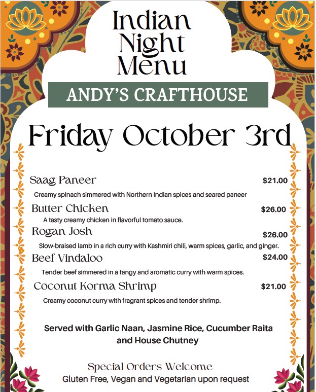 Indian Night at Andy's Crafthouse