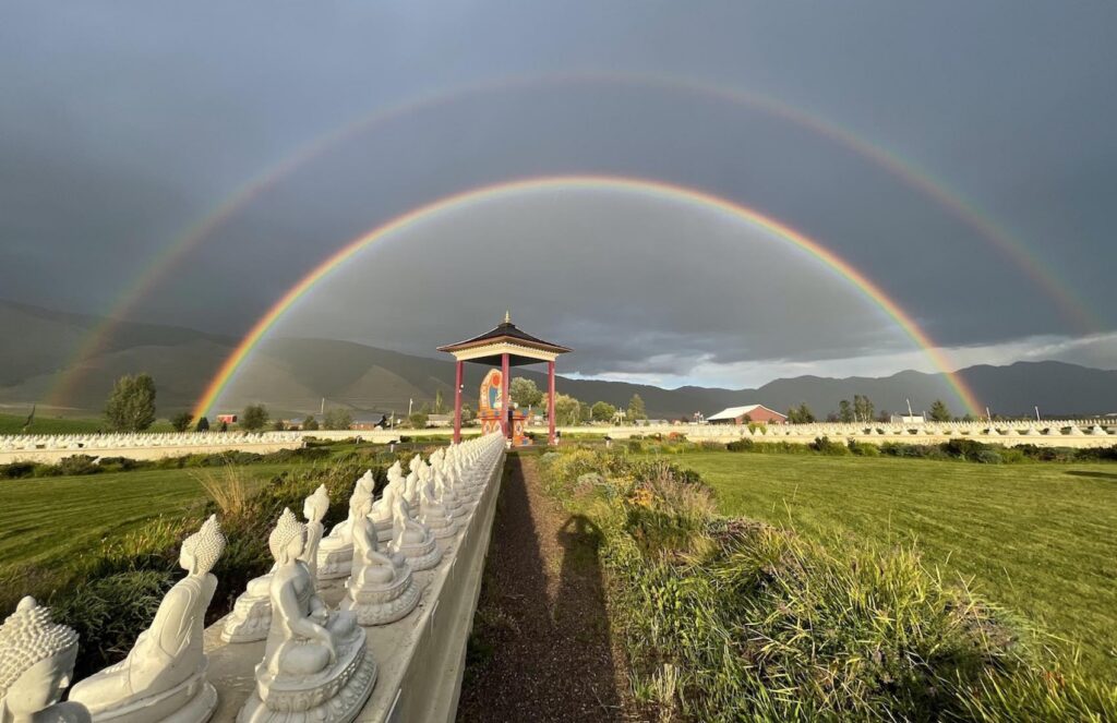 Garden of 1000 Buddhas with rainbow