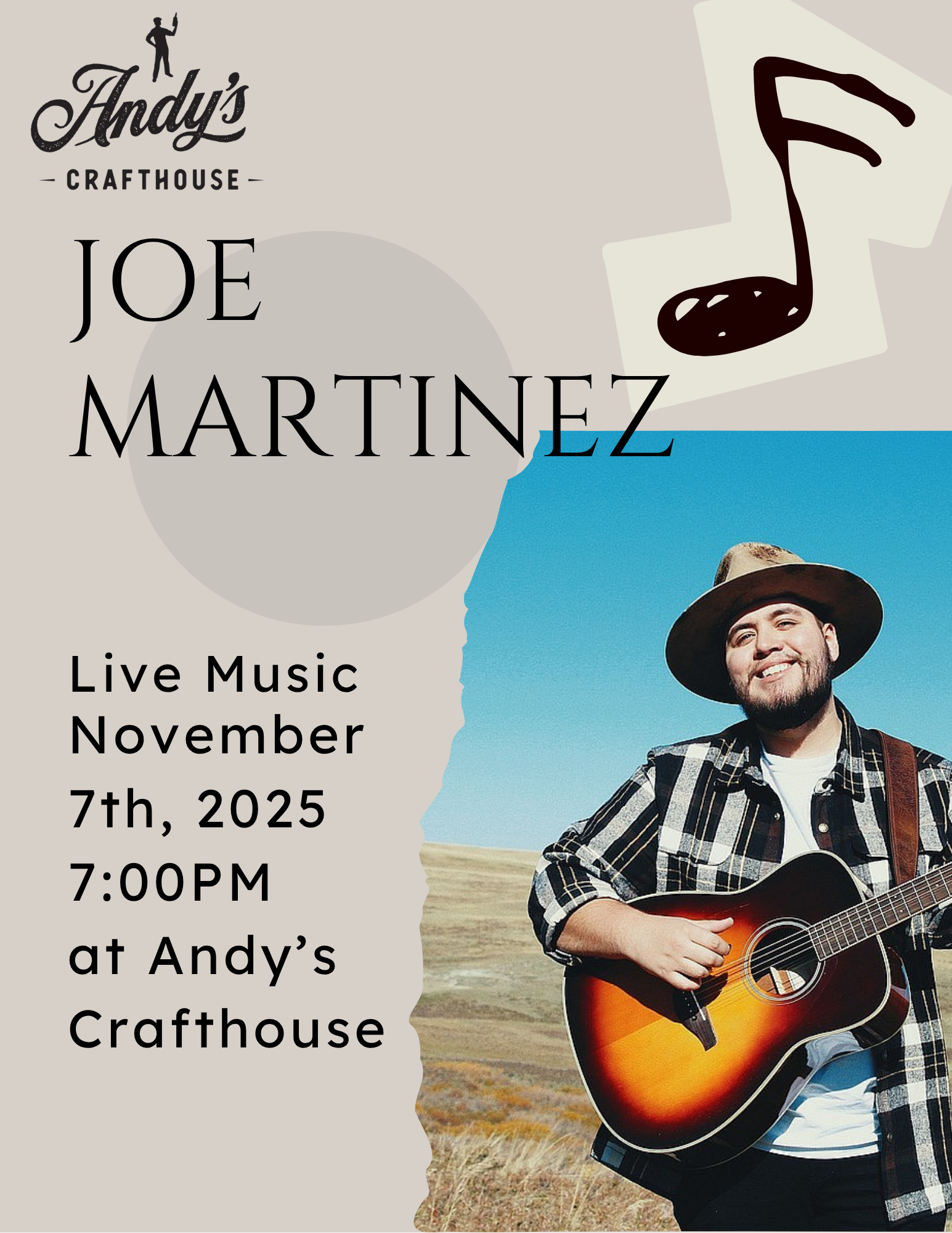 Joe Martinez LIVE at Andy's Crafthouse Nov 7