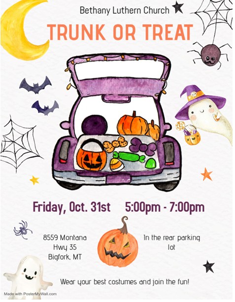Bethany Lutheran Trunk or Treat Oct 31