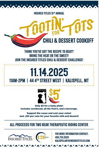 Tootin for Tots Chili and Dessert Cookoff Fundraiser with Insured Title Kalispell