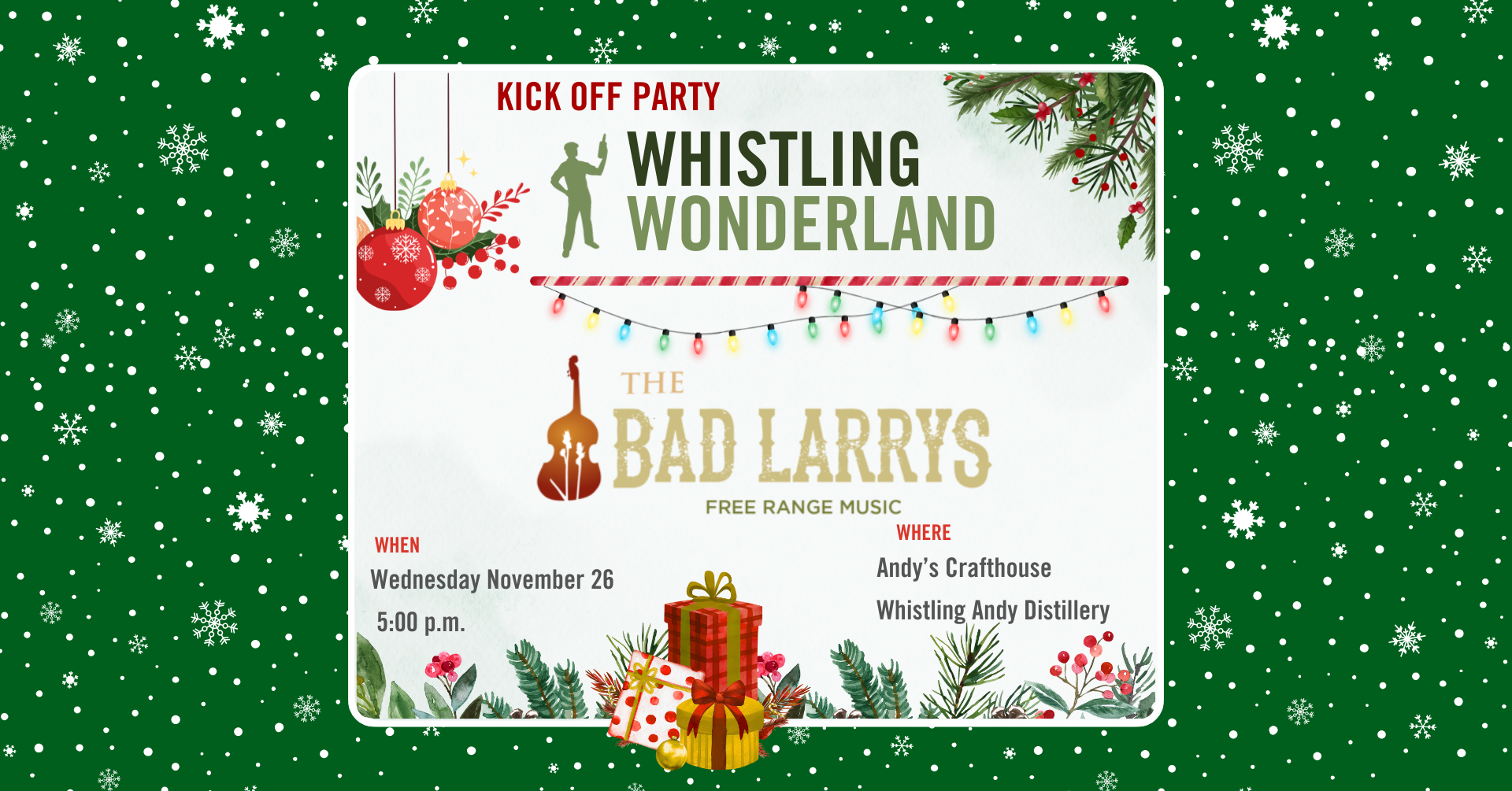 Whistling Wonderland Starts at Andy's Crafthouse