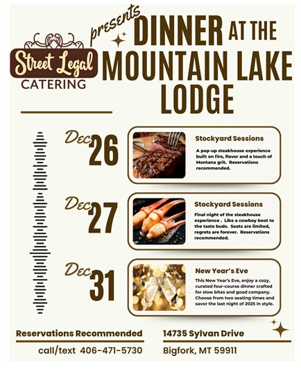 Street Legal Catering presents Dinner at Mountain Lake Lodge