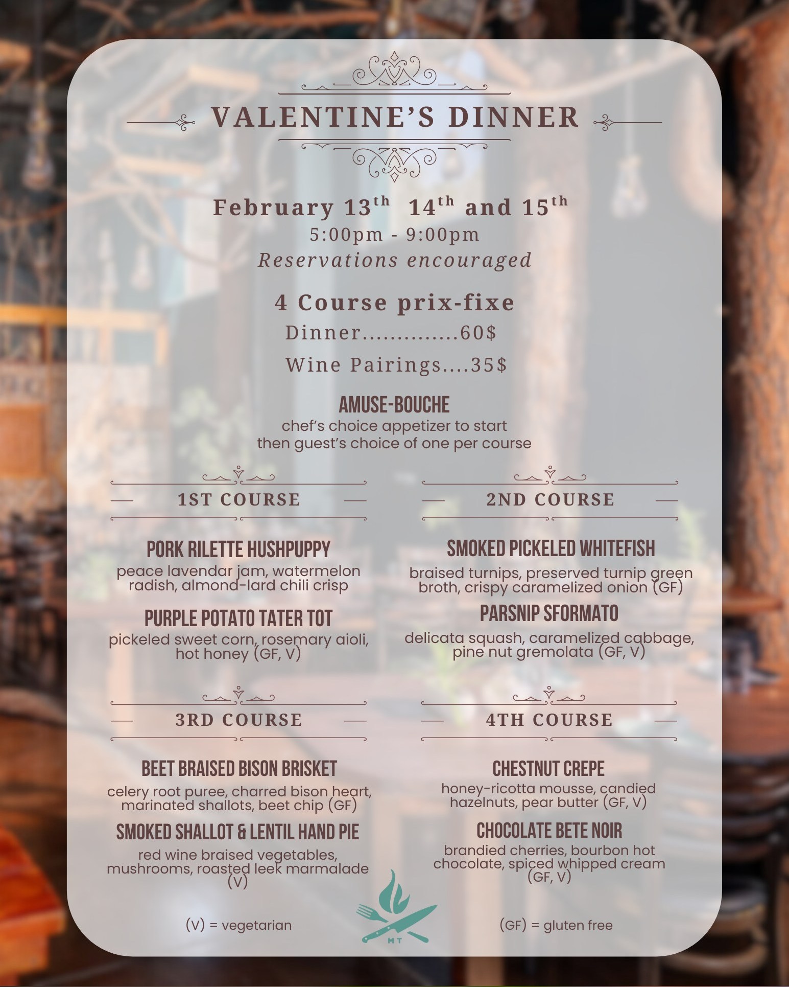 Valentine's Dinner at Montana Bonfire