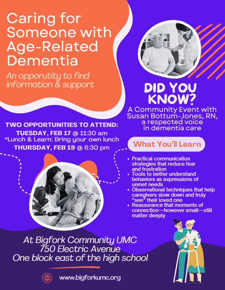 Caring for Someone with Dementia class at Bigfork United Methodist Church