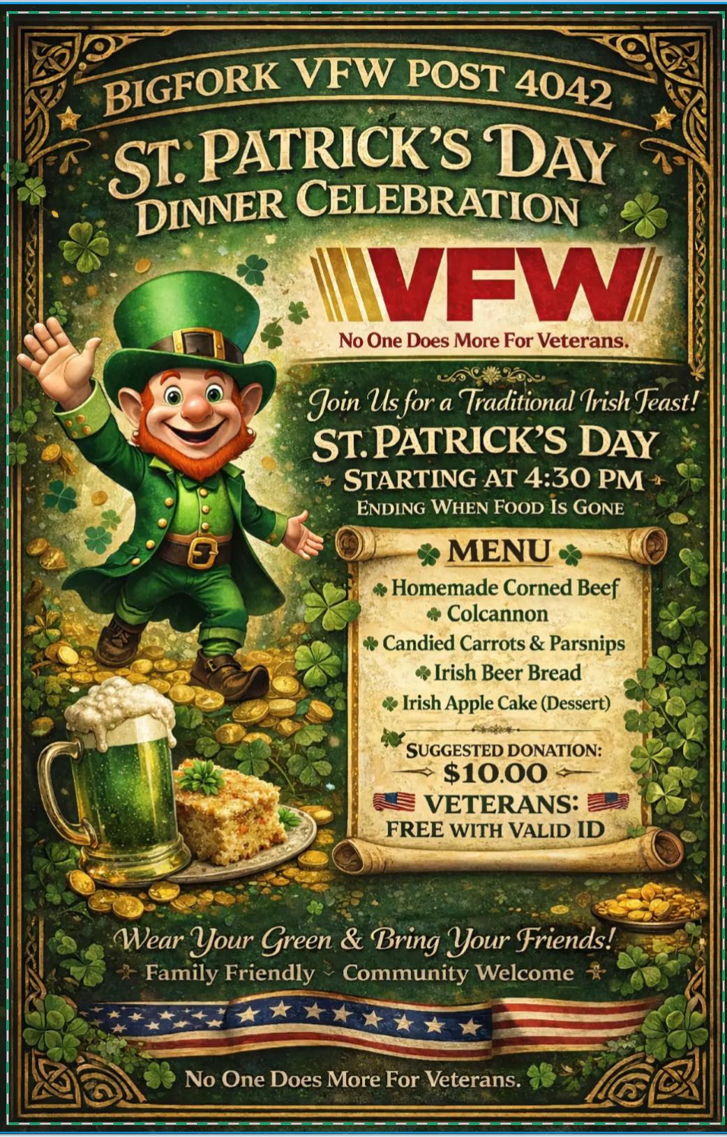 St. Patrick's Day Dinner Celebration at Bigfork VFW
