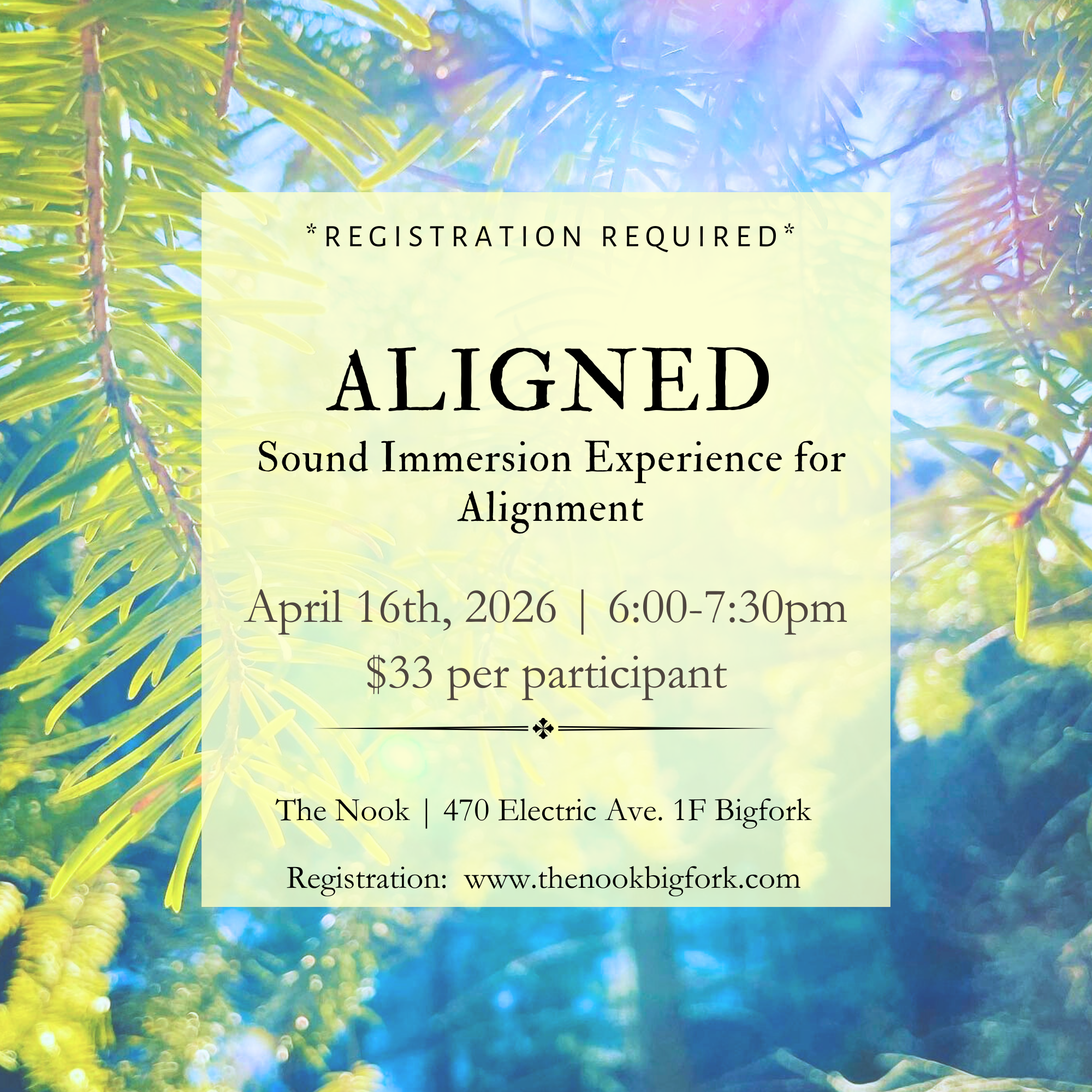 Aligned: A sound Immersion Experience at The Nook at Bigfork Bay