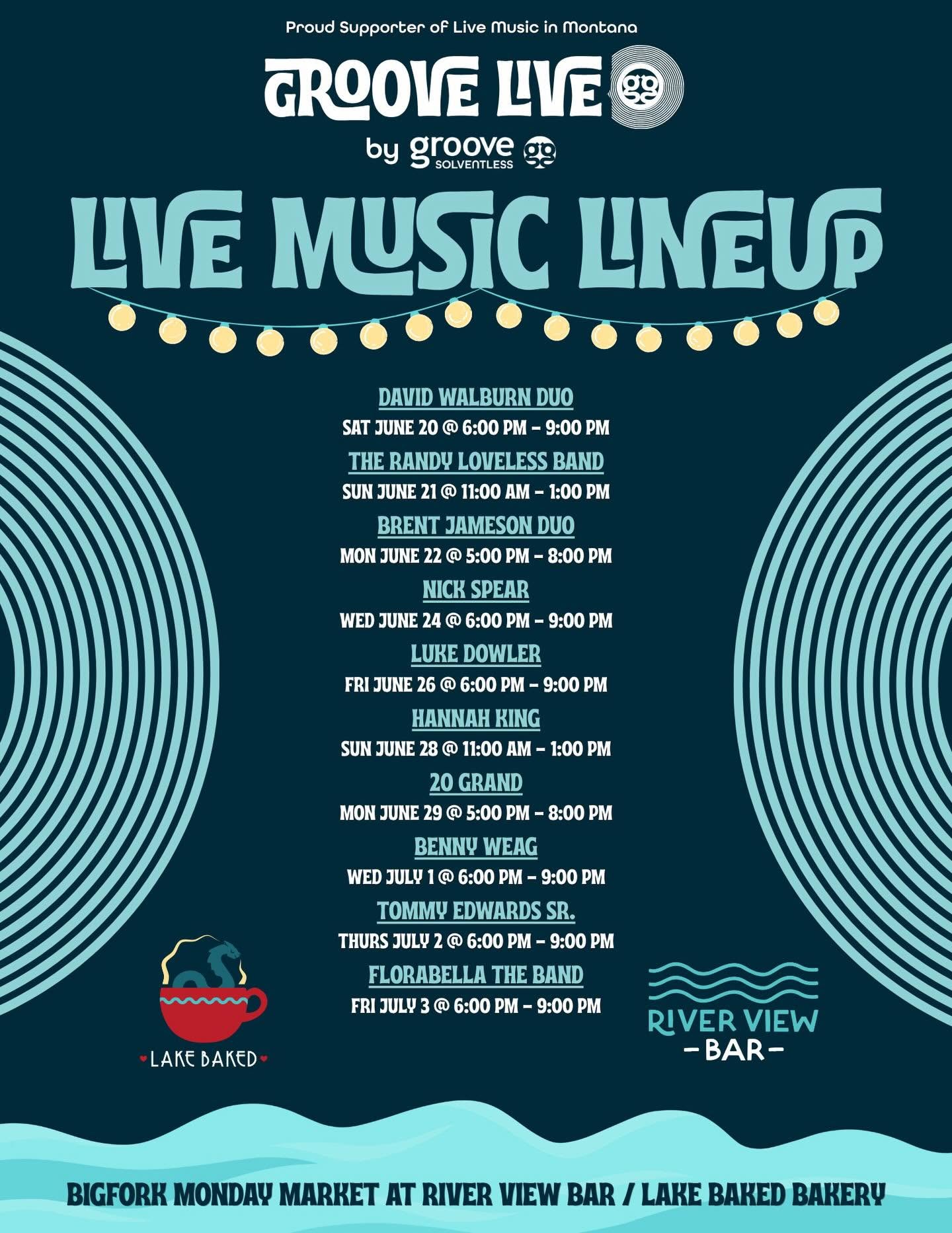 River View Bar late June music lineup