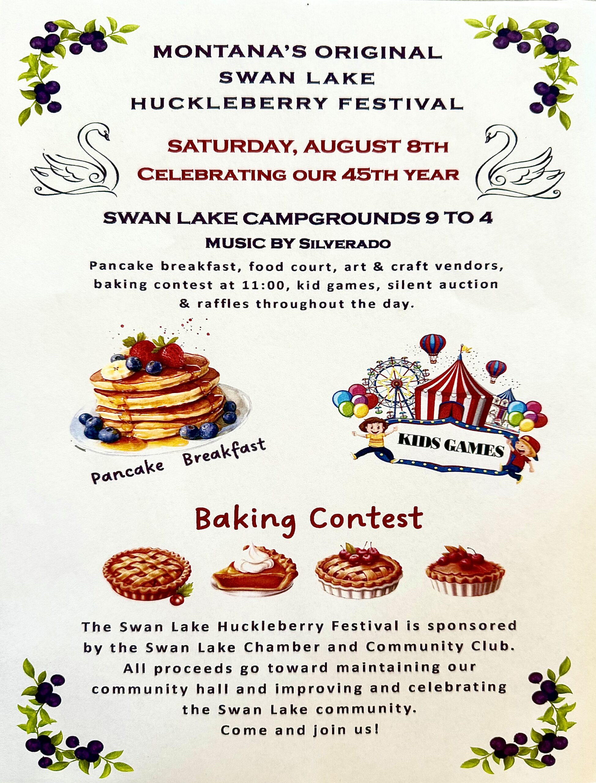 Montana Huckleberry Festival Flyer Swan Lake Campgrounds