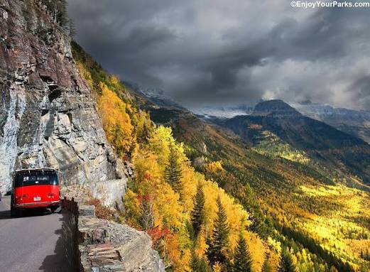 Going-to-the-Sun Road in Glacier National Park in fall