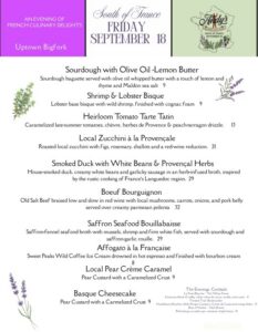 South of France Menu